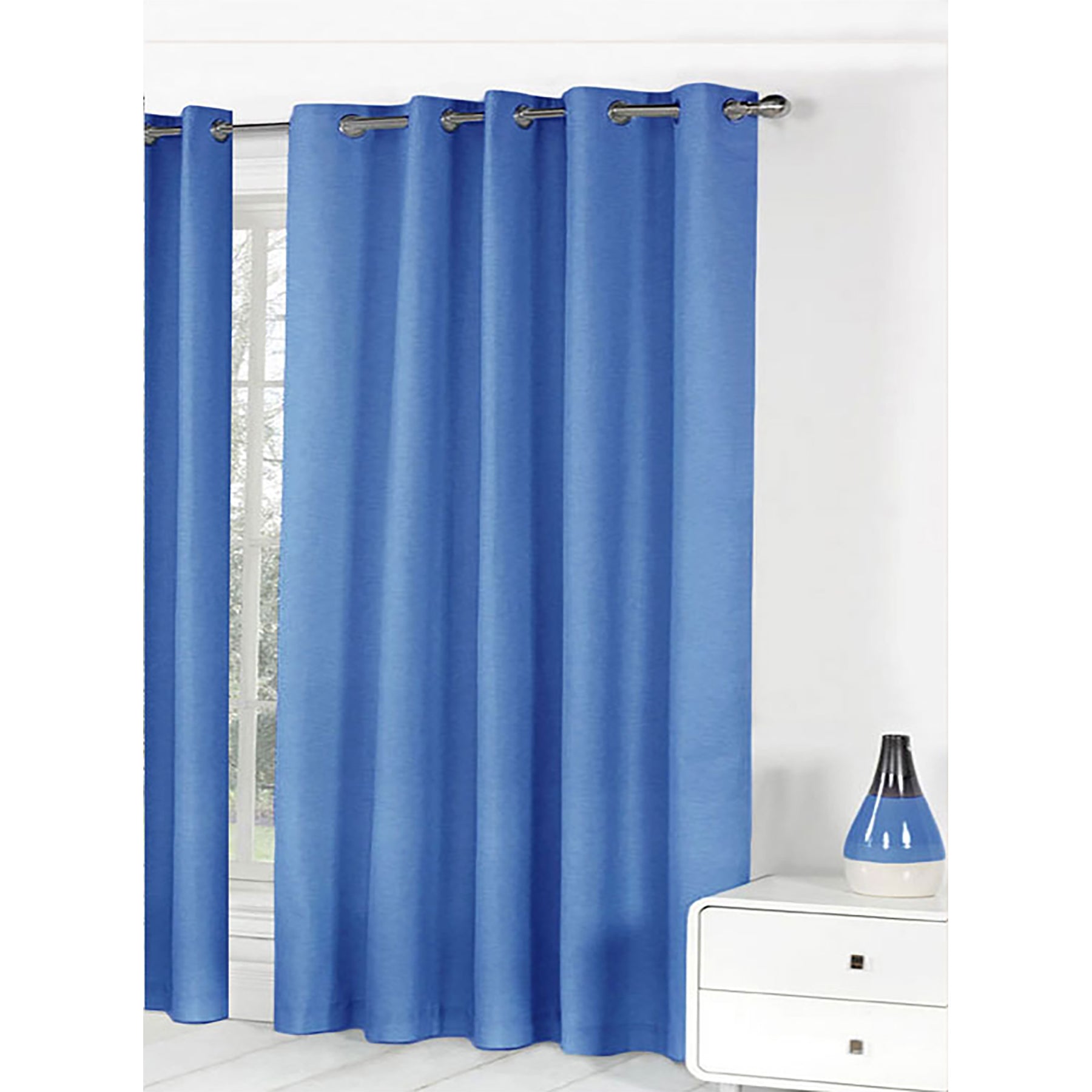 Bloomington Easy Care Eyelet Blackout Curtains Blue 180 x 221 cm, 99% Light Blockout - SuperSaverAU - view 1
