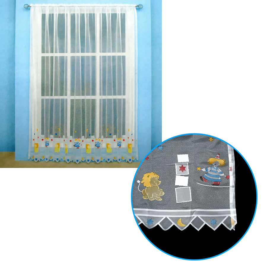 One Piece Kids Cute Sheer Lace Curtain 300 x 213cm - Circus Design - SuperSaverAU - view 1