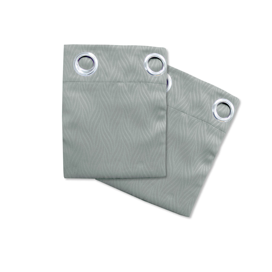 Blockout Embossed Eyelet Leaf Curtains Grey - 2 x 140 x 223 cm - SuperSaverAU - view 1