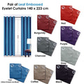 Blockout Embossed Eyelet Leaf Curtains Grey - 2 x 140 x 223 cm - SuperSaverAU - view 2