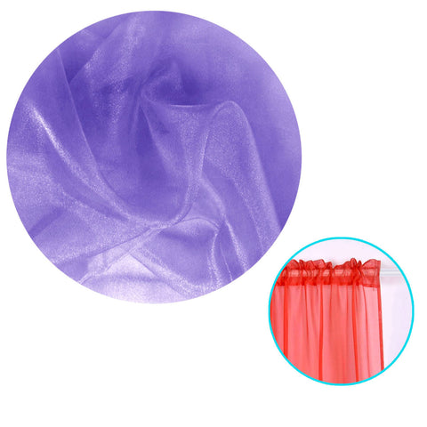 Purple Organza Sheer Rod Pocket Curtains 150 x 213 cm - Solid Colour Design - SuperSaverAU - view 1