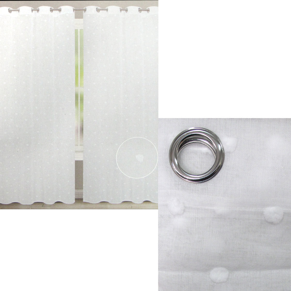 Bubble White Sheer Eyelet Curtains 140 x 223cm - Lace Design, 2 Pack - SuperSaverAU - view 1