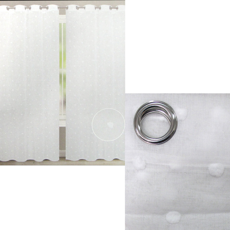 Bubble White Sheer Eyelet Curtains 140 x 223cm - Lace Design, 2 Pack - SuperSaverAU - view 1