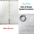 Bubble White Sheer Eyelet Curtains 140 x 223cm - Lace Design, 2 Pack - SuperSaverAU - view 2