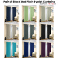 Sage Pair of Blockout Plain Eyelet Curtains 140 x 223 cm - Thermal Lined, Easy Care - SuperSaverAU - view 2