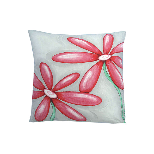 Daisy Pink Square Cushion 45x45cm - Floral Print, 225TC Polyester Cotton