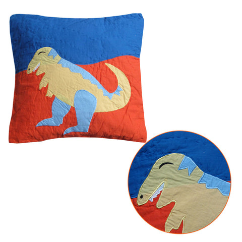 Dinosaur Embroidered Filled Cushion 40 x 40 cm - Soft Cotton, Playful Design - SuperSaverAU - view 1