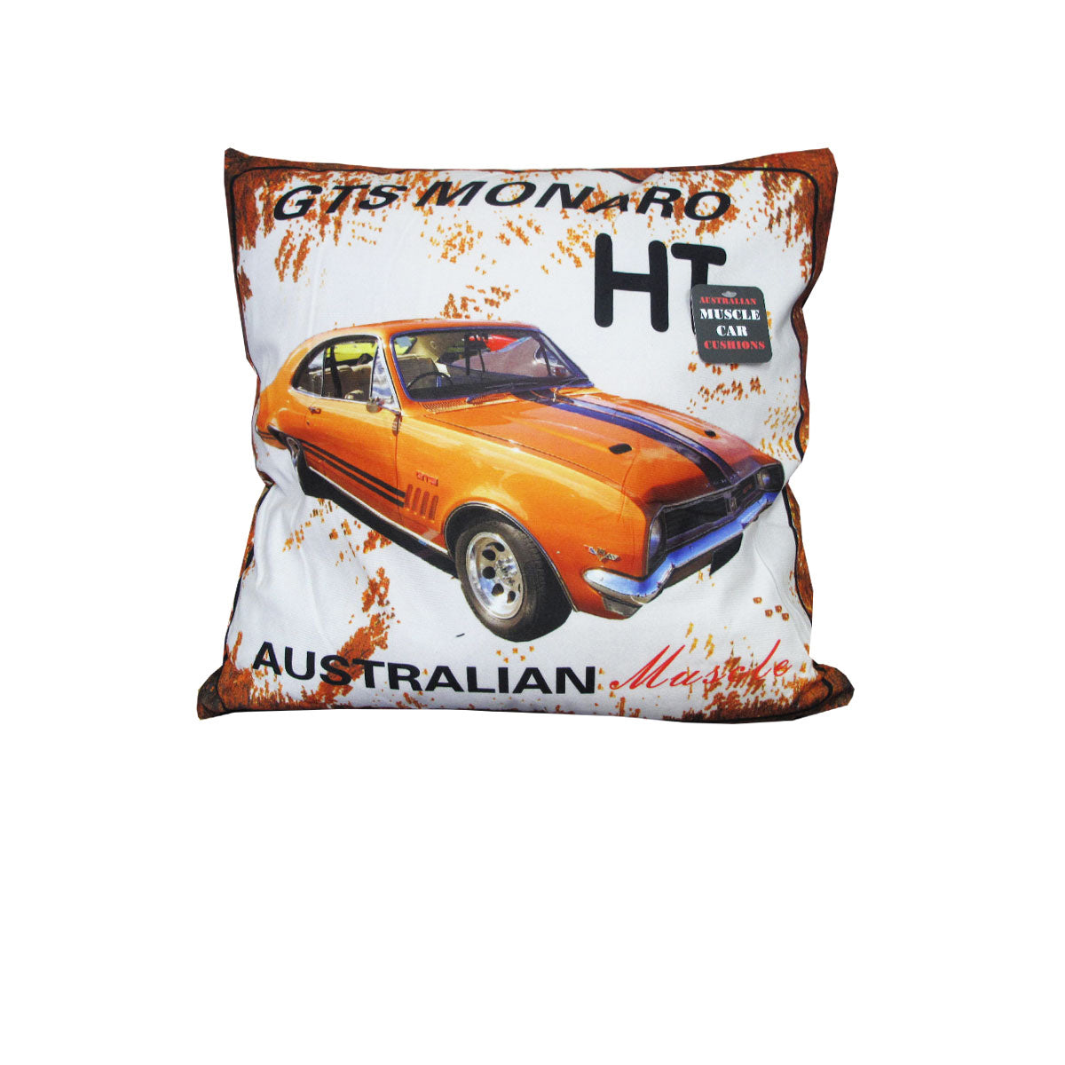 Australian Muscle Car Cushion 40 x 40 cm - HT GTS Monaro Yellow Design - SuperSaverAU - view 1