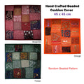 Hand Crafted Beaded Cushion Cover 45 x 45 cm - Forest, Embroidered, Cotton - SuperSaverAU - view 2