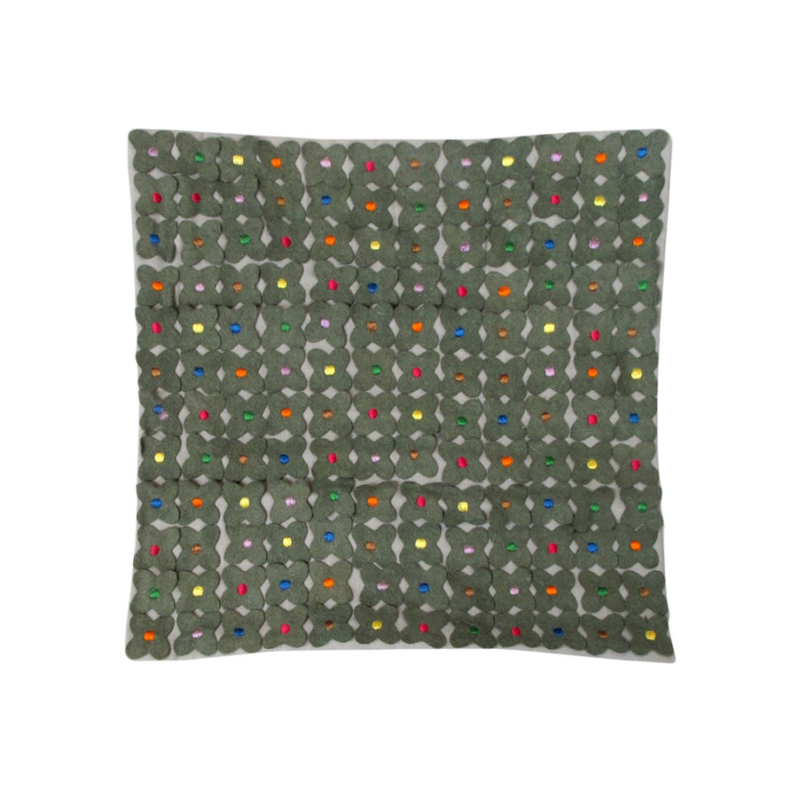 Lora Cushion Cover 40 x 40 cm Floral Appliqué Grey with Zip Closure - SuperSaverAU - view 1