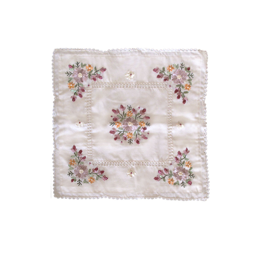 Victoriana Cream Applique Embroidered Cushion Cover 45 x 45 cm - Floral Design - SuperSaverAU - view 1