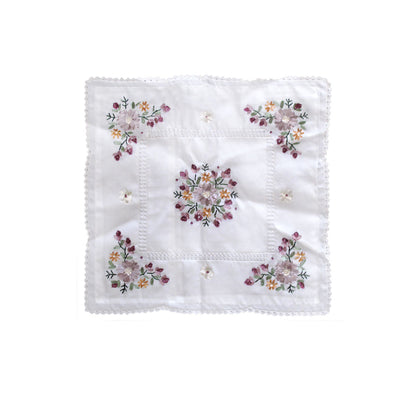 Victoriana White Applique Embroidered Cushion Cover 45 x 45 cm - Floral Design