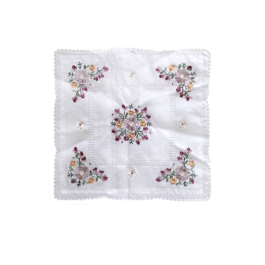 Victoriana White Applique Embroidered Cushion Cover 45 x 45 cm - Floral Design