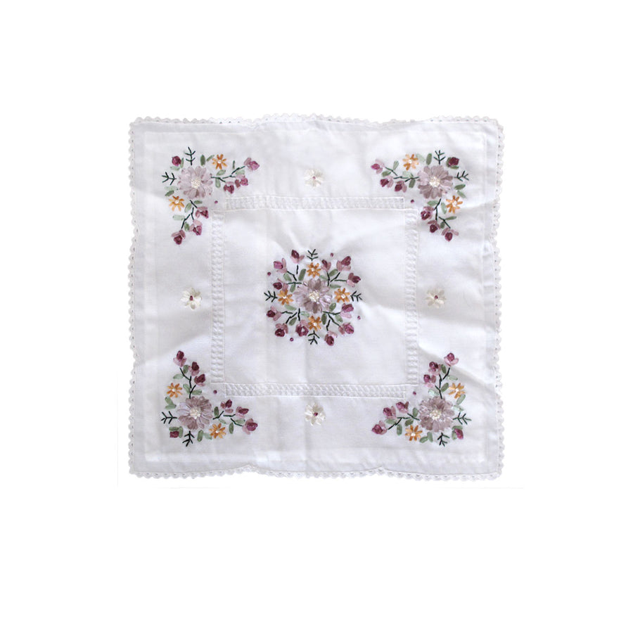 Victoriana White Applique Embroidered Cushion Cover 45 x 45 cm - Floral Design - SuperSaverAU - view 1