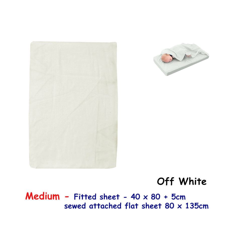 Off White Polyester Cotton Bassinet Fitted Sheet with Attached Flat Sheet - 40 x 80 + 5 cm - SuperSaverAU - view 1