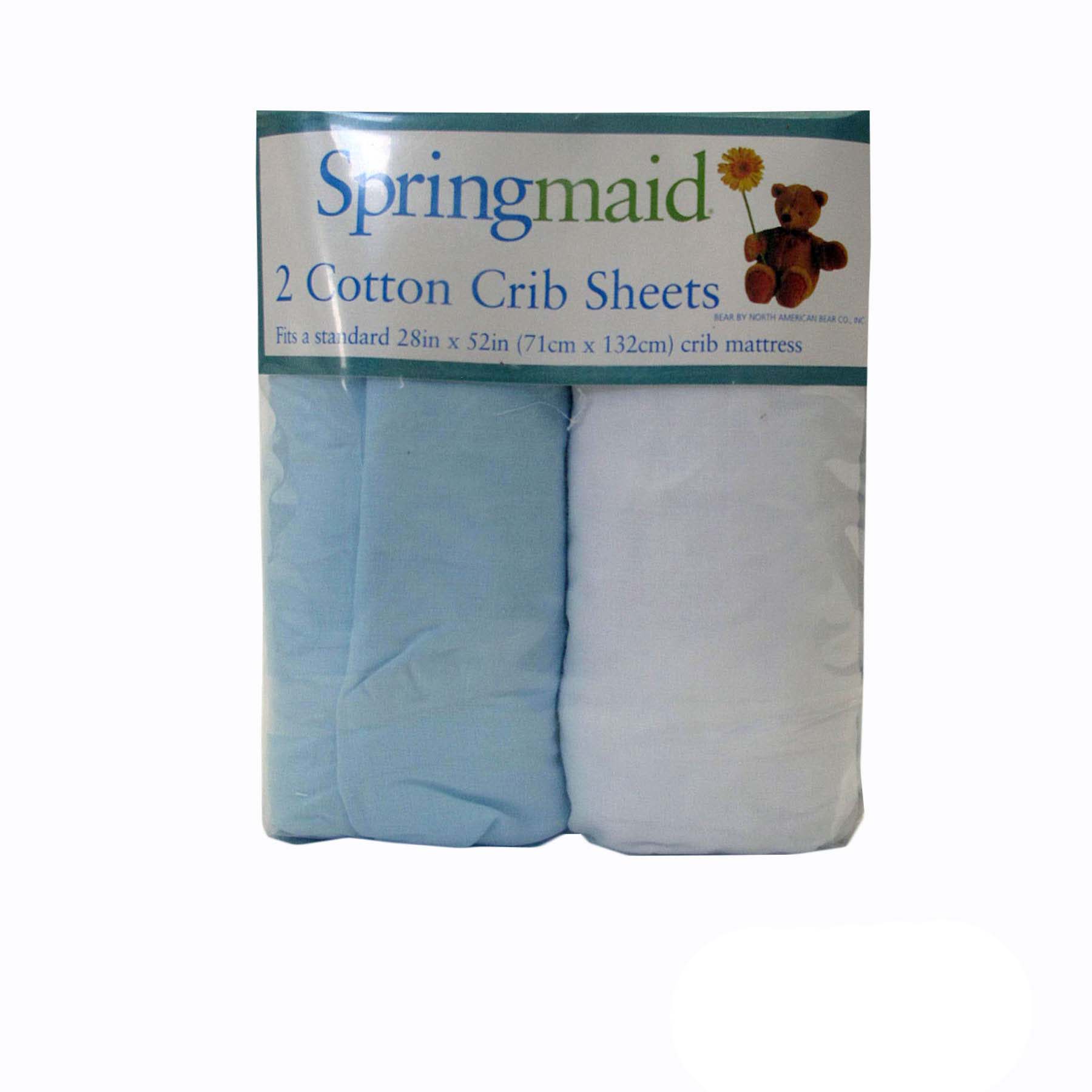 2 Piece Baby Cot 100% Cotton Fitted Sheets Blue & White 71 x 132 + 19cm - SuperSaverAU - view 1