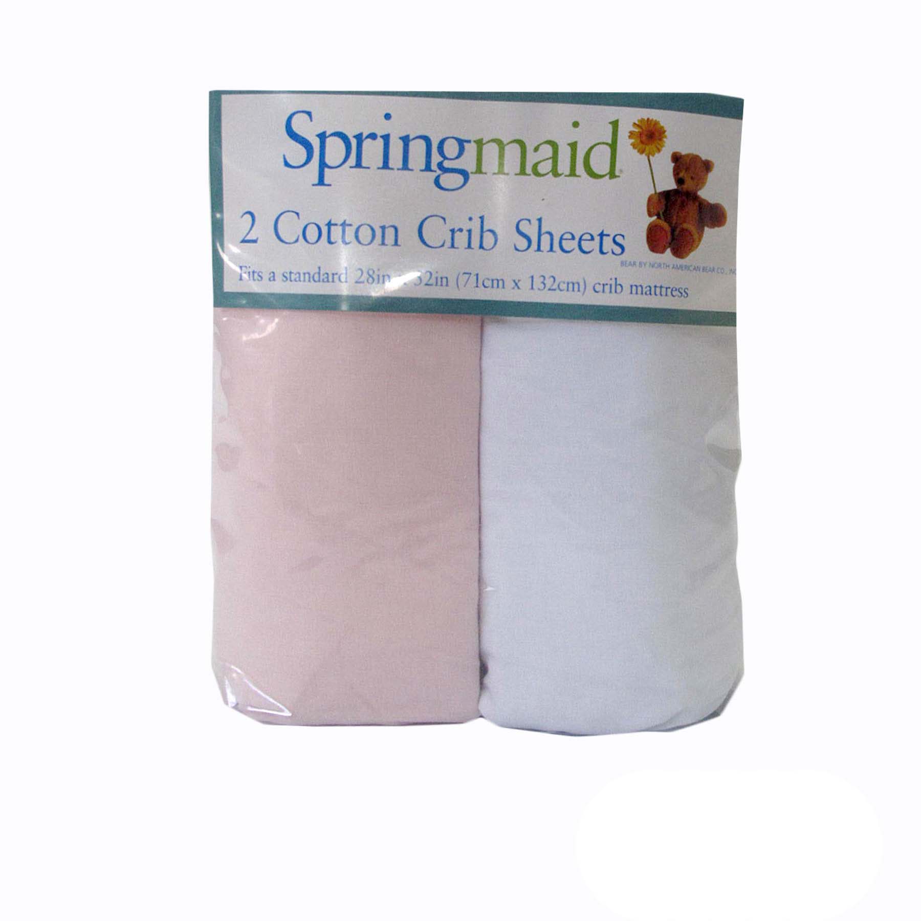 2 Piece Baby Cot 100% Cotton Fitted Sheets Pink & White, 71 x 132 + 19cm - SuperSaverAU - view 1