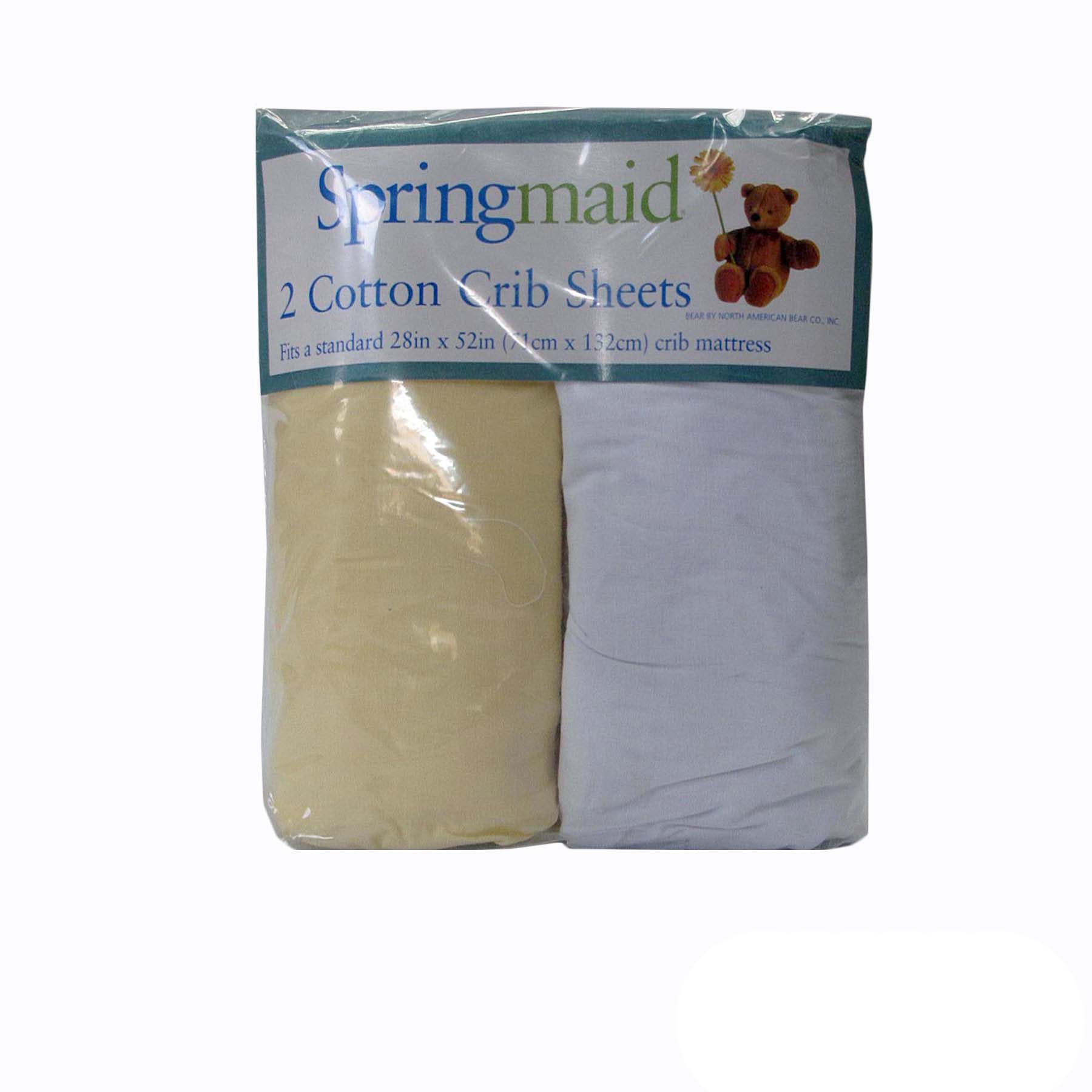 2 Piece Baby Cot 100% Cotton Fitted Sheets Yellow & White 71 x 132 + 19cm - SuperSaverAU - view 1