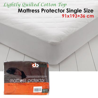 Lightly Quilted Cotton Top Mattress Protector Single 36cm Wall - 91 x 193 cm