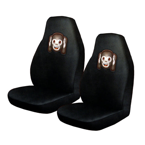 Premium Emoji Monkey Face Front Car Seat Covers Pair