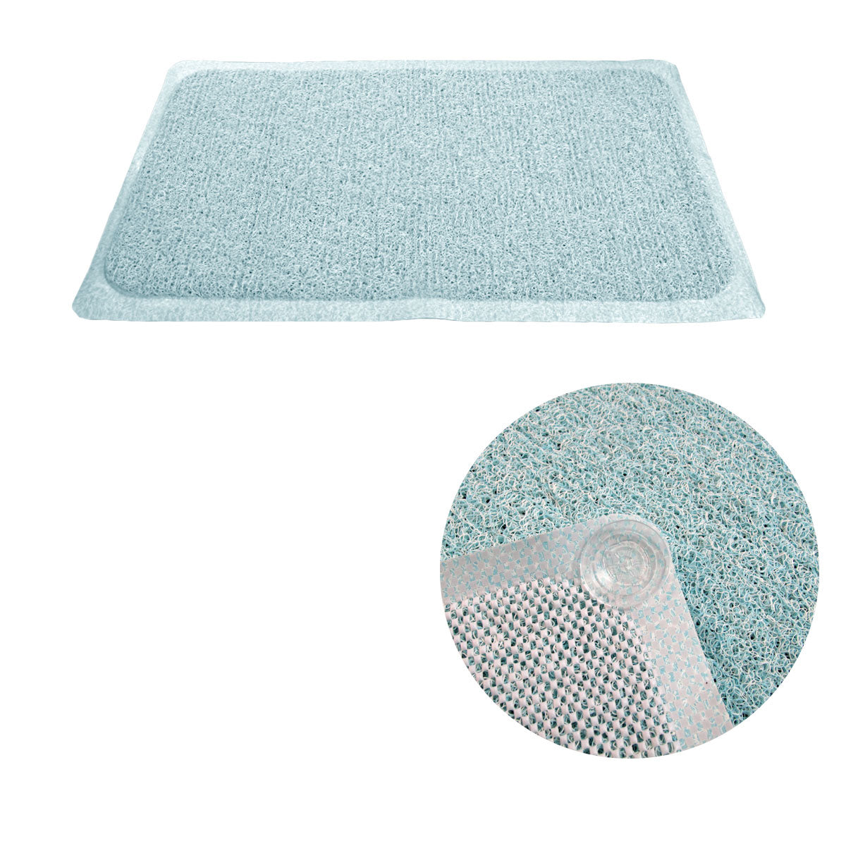 Loofah Shower Mat 40 x 70 cm - Fast Drying, Woven Design, Blue - SuperSaverAU - view 1
