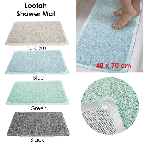Loofah Shower Mat 40 x 70 cm - Fast Drying, Woven Design, Blue - SuperSaverAU - view 2