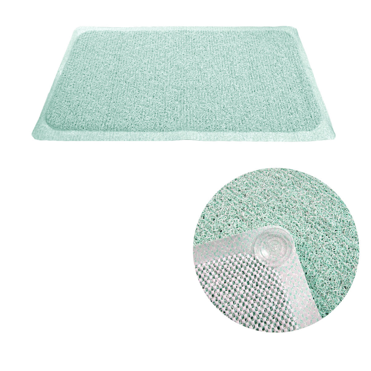 Loofah Shower Mat Green 40 x 70 cm - Fast Drying, Woven Design, Rubber - SuperSaverAU - view 1