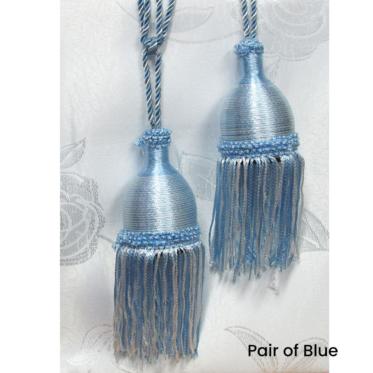 Curtain Tassel Rope Ties 52cm Blue - Jacquard Design, 100% Polyester - SuperSaverAU - view 1