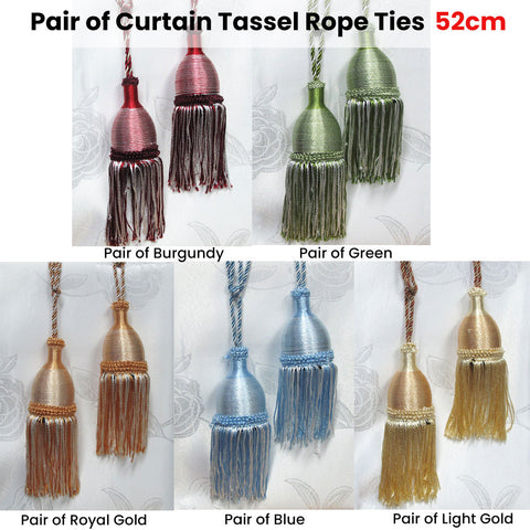 Curtain Tassel Rope Ties 52cm Blue - Jacquard Design, 100% Polyester - SuperSaverAU - view 2