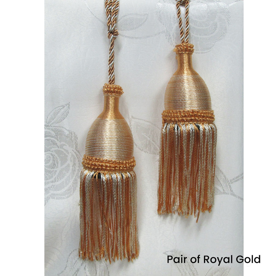 Royal Gold Curtain Tassel Rope Ties 52cm - Jacquard Design, 2 Pack - SuperSaverAU - view 1