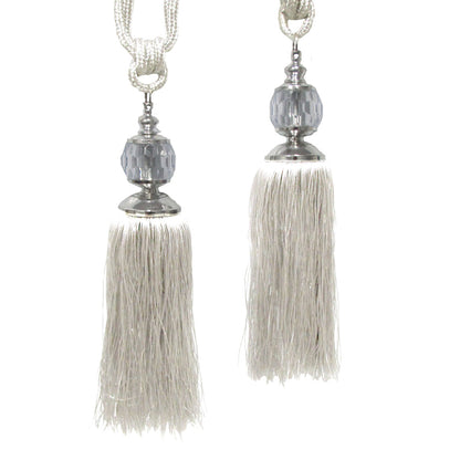 Elizabeth Off White/Silver Curtain Tassel Rope Ties - 2 Pack