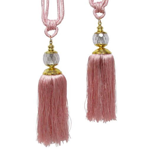 Elizabeth Curtain Tassel Rope Ties 2 Pack Pink/Gold, Classic Design