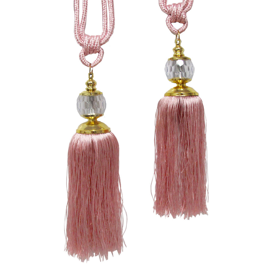 Elizabeth Curtain Tassel Rope Ties 2 Pack Pink/Gold, Classic Design - SuperSaverAU - view 1