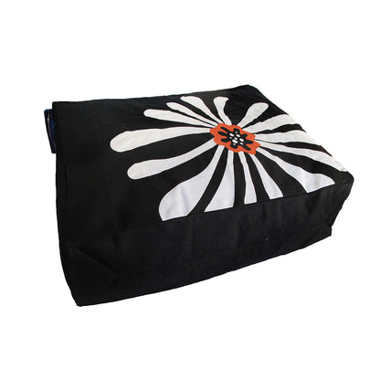 Heavy Duty Pure Cotton Pet Dog Bed Cover Small Black Floral Design