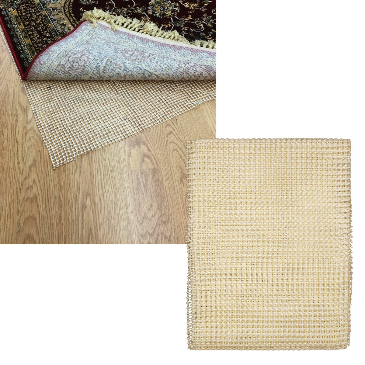 Non-slip Rug Underlay Cream Large 155x223 cm - Durable PVC, Hand Washable - SuperSaverAU - view 1