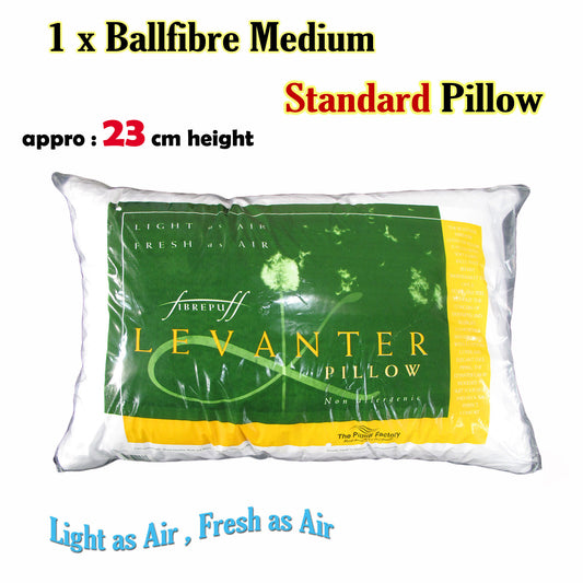 Ball Fibre Firm Standard Pillow - 42 x 73 cm, Cotton Cover, Soft Fluffy Balls