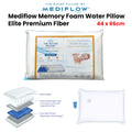 Mediflow Elite Premium Fibre Memory Foam Water Pillow with Adjustable Support - 44 x 66cm