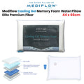 Mediflow Elite Cooling Gel Memory Foam Water Pillow with Adjustable Support - 44 x 66cm