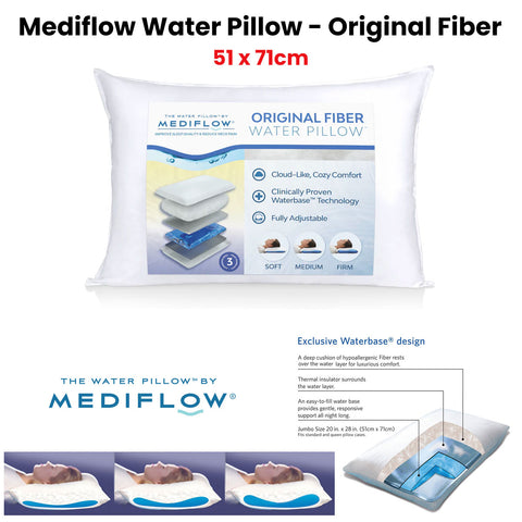 Mediflow Adjustable Waterbase Pillow for Neck Pain Reduction, Standard 51 x 71 cm - SuperSaverAU - view 1