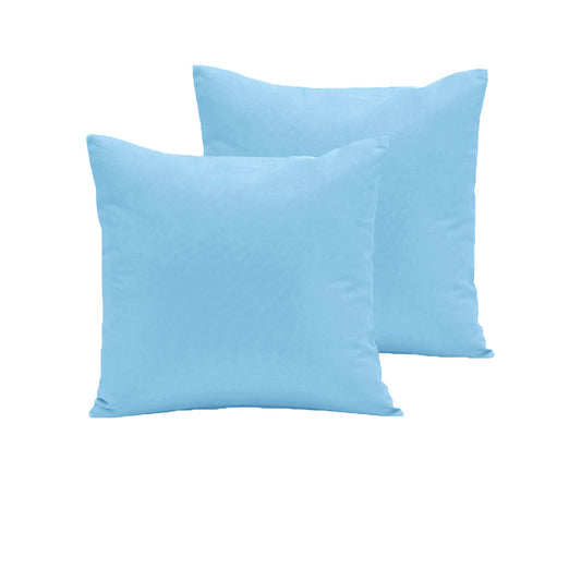 Sky Pair of 280TC Polyester Cotton European Pillowcases 64 x 64 cm - Solid Colour