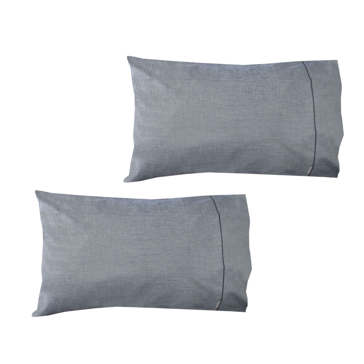 Chambray Charcoal Cotton Standard Pillowcases 48 x 73 cm - 100% Cotton, Solid Colour Design - SuperSaverAU - view 1