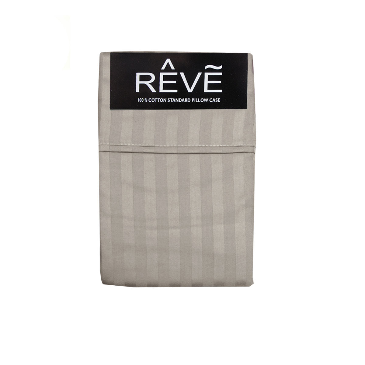Reve 100% Cotton Standard Pillowcases 48 x 74 cm Narrow Stripe Taupe - 2 Pack