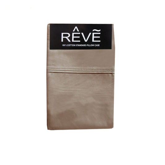 Reve 100% Cotton Standard Pillowcases 48 x 74 cm Solid Mocha - Luxurious Design