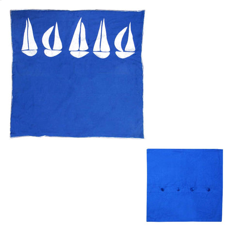 Sail Boats Cotton Embroidered European Pillowcase 65 x 65 cm - Blue & Silver - SuperSaverAU - view 1