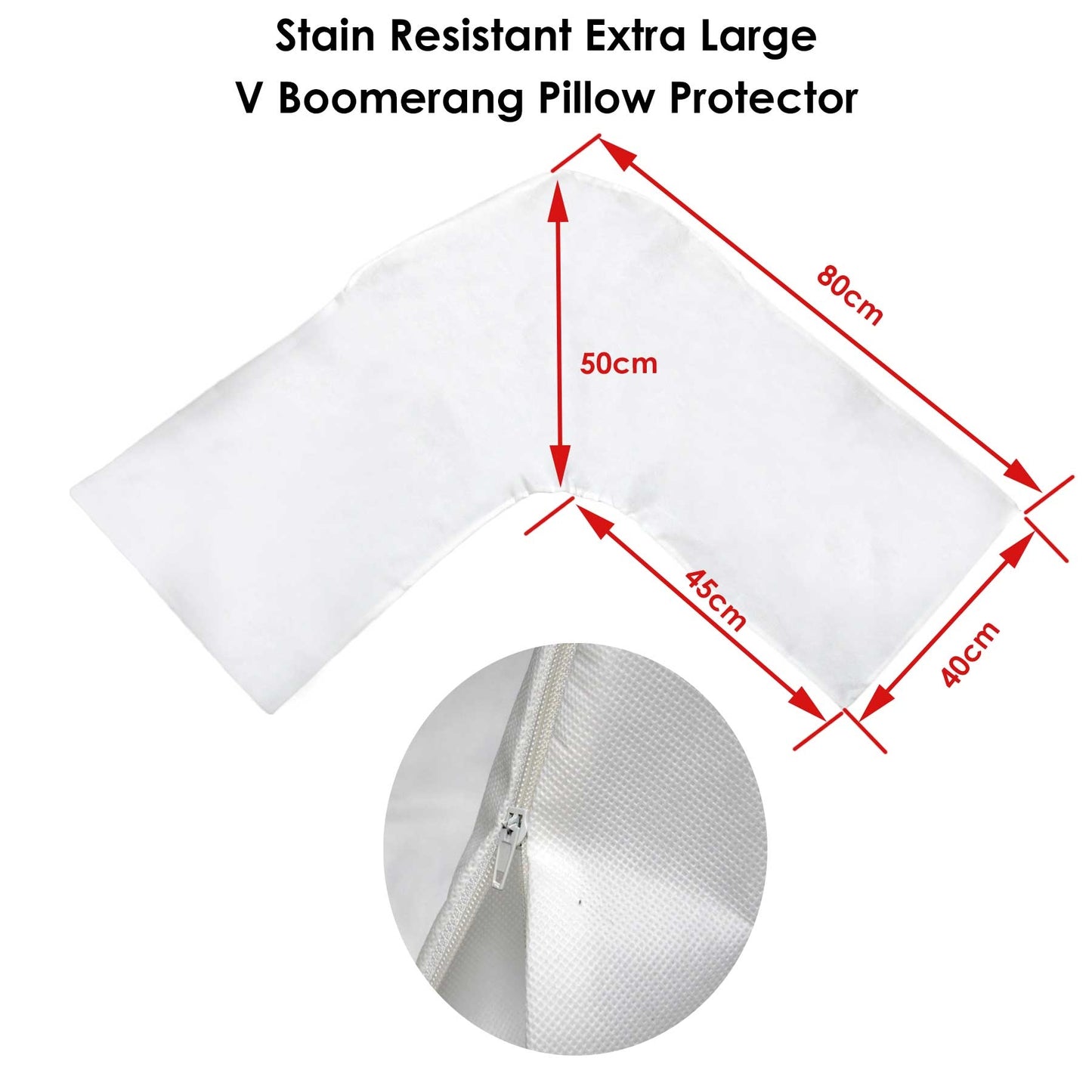 Stain Resistant Extra Large V Boomerang Pillow Protector 80x45x40 cm