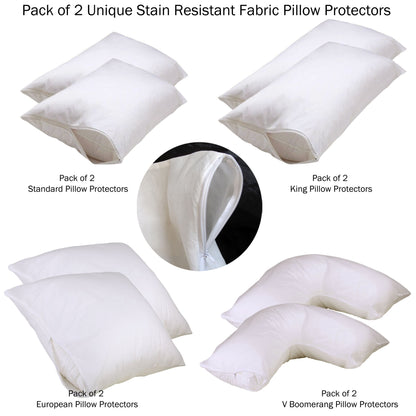 Unique Stain Resistant Fabric Pillow Protectors Set of 2 - European Size 65 x 65 cm