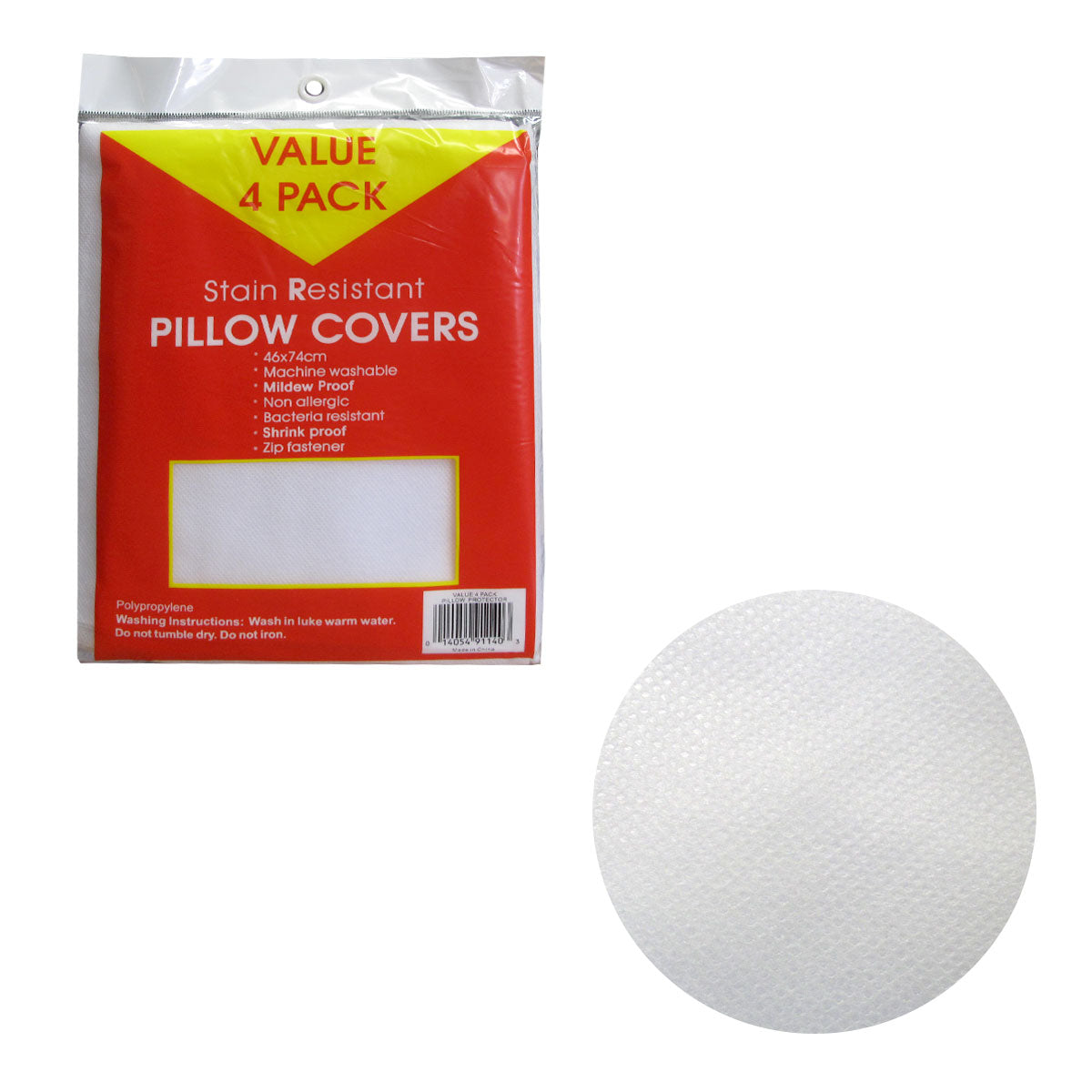 Pack of 4 Stain Resistant Pillow Protectors 46 x 74 cm - Mildew Proof, Bacteria Resistant