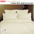 1000TC Self Striped Cotton Rich Tailored Quilt Cover Set Ivory King - SuperSaverAU - view 2