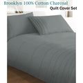 Brooklyn 100% Cotton Quilt Cover Set Charcoal 240x210 cm with Pintucking Design - SuperSaverAU - view 2