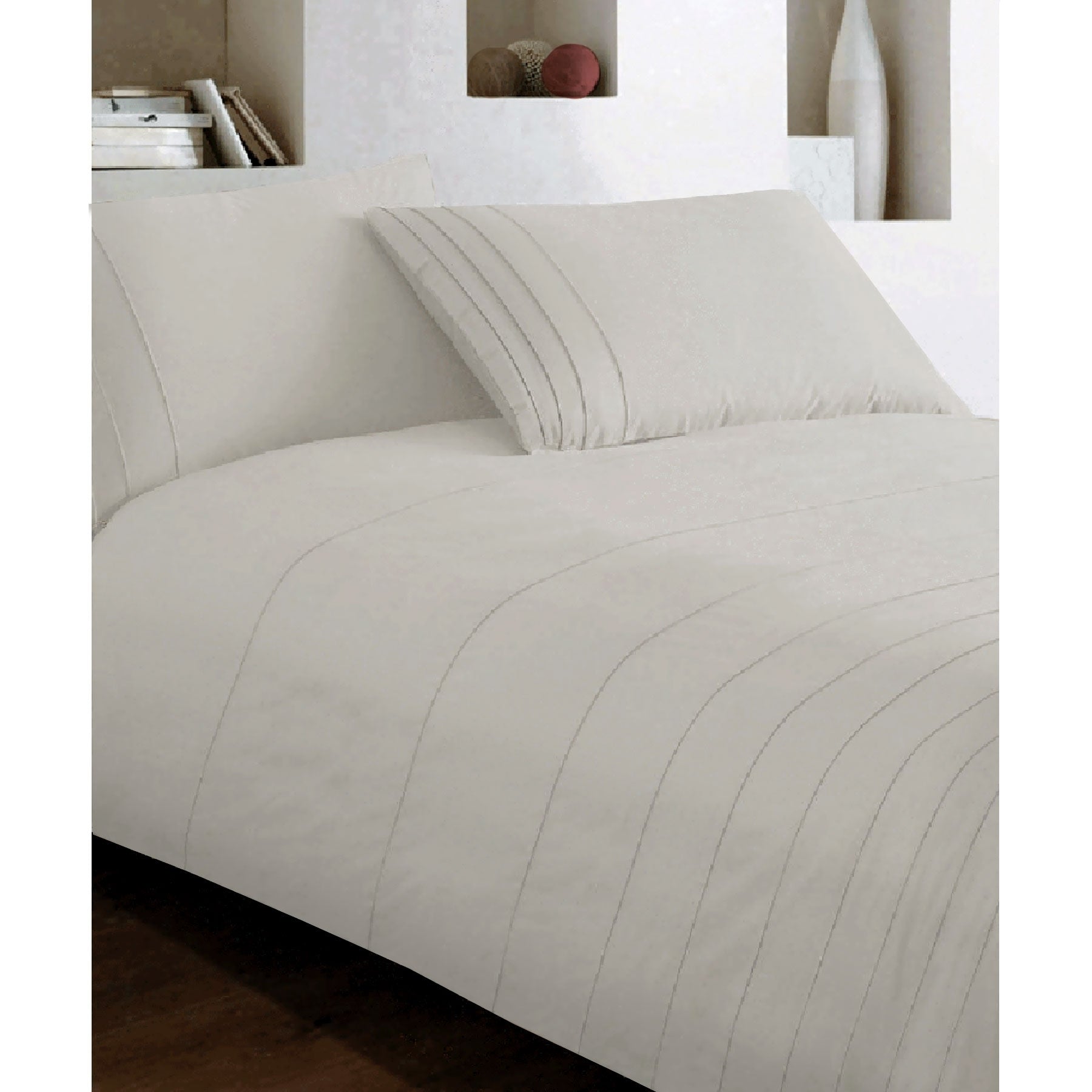 Brooklyn 250TC Cotton Quilt Cover Set Queen - Pintucking Design, 100% Cotton - SuperSaverAU - view 1